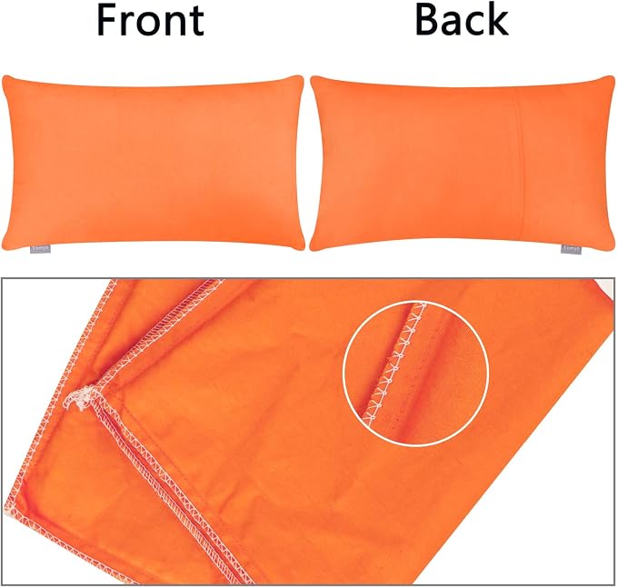 Thmyo 4-Pack 100% Cotton Lumbar Comfortable Solid Decorative Throw Pillow Case Rectangle Cushion Cover Sublimation Blank Pillow Covers Halloween DIY Throw Pillowcase(12x20inch/30x50cm,Orange)