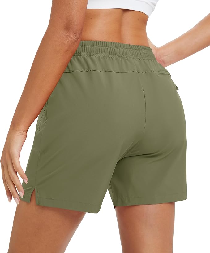 MAGCOMSEN Women's 5" Hiking Shorts UPF 50+ Quick Dry Lightweight Athletic Running Golf Summer Casual Shorts with Pockets