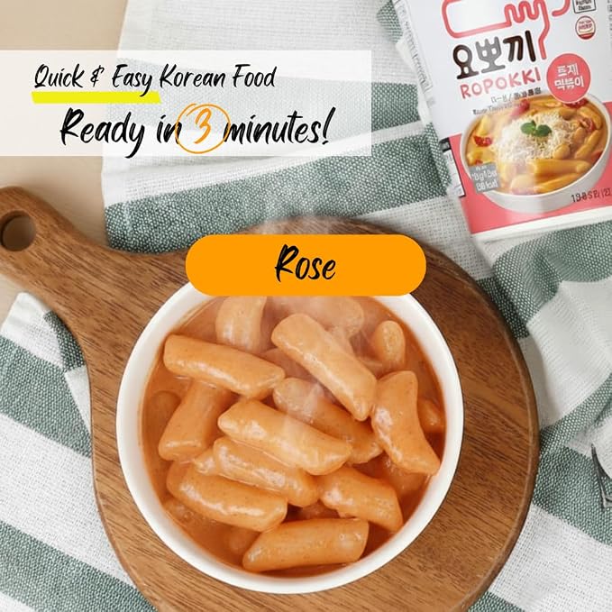Yopokki Instant Tteokbokki Rice Cakes Korean, Rose Topokki Cup - Great with Cheese and Ramen Toppings, Korean Snacks for College Dorm, Korean Street Food Quick & Easy to Prepare, Pack of 2