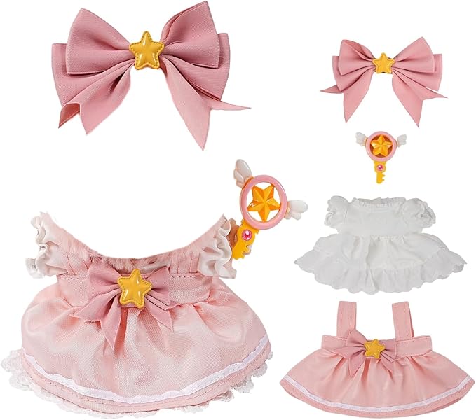 17cm Doll Clothes,6.7 Inches(15-17cm ) Cute Clothes Suitable for Dolls Accessories, 4-Piece Clothes for Dolls Outfit (NO Doll) (Pink Princess)