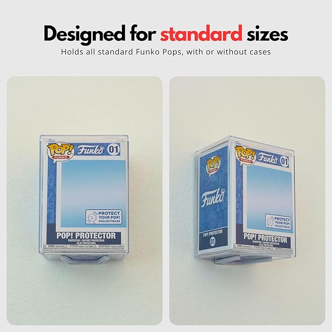 Modern JP Adhesive Display Shelf for Funko Pop Boxes (16-Pack) – Clean Mount for Funko Pop Display – Easy Adhesive Install – Box-Safe, No-Drill Setup – White