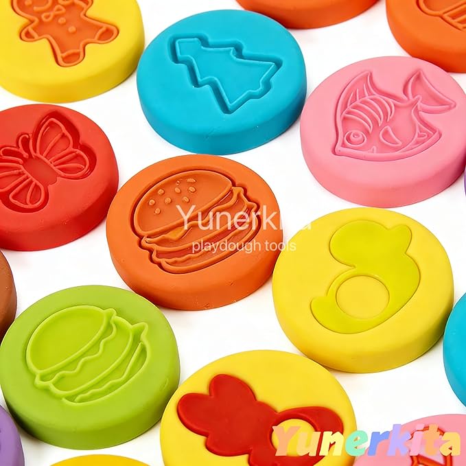 29PCS Play Dough Tools Set, Kids Clay Molds Kit with Animal Letters Numbers Cutters Rollers Storage Box, Non-Toxic ASTM F963 Certified, Toys for Toddlers Boys Girls Ages 3-8