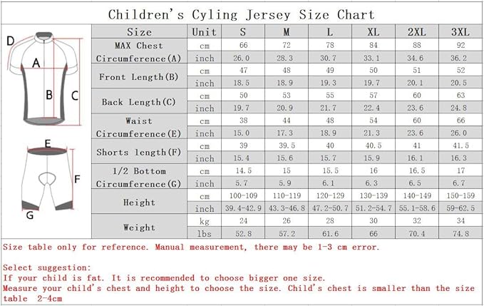 Cycling Jersey Kids,Short Sleeve Cartoon Road Mountain Bike Jersey Set/Top/Short for Girls Boys Breathable