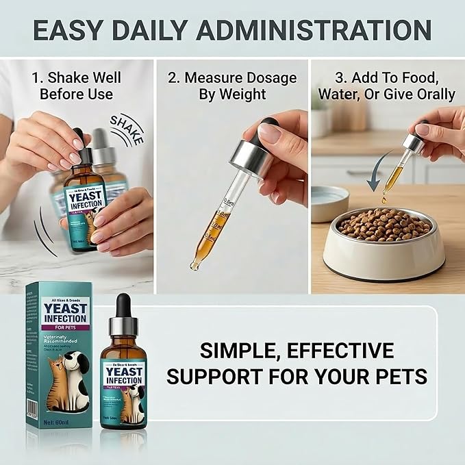 Yeast Infection Treatment for Dogs, Natural Dog Ear & Paw Infection | Soothes Seasonal Skin Irritation, Natural for Skin and Ears Itch, Gentle Daily Dogs & Cats Care, Convenient To Use, 2 Fl Oz