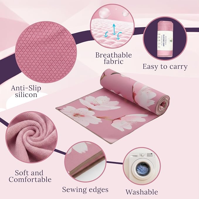 COREMOTION Hot Yoga Mat Towel (72'' x 26.5'’) – Lightweight Multipurpose Yoga Towel with Non-Slip Silicone Grip, Quick-Dry & Sweat Absorbent for Women - Pilates, Gym, Indoor & Outdoor Workouts