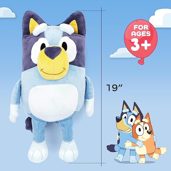 Jay Franco Bluey Plush Pillow Buddy - Super Stuffed Soft Character Pillow - Polyester Microfiber, 19 Inches