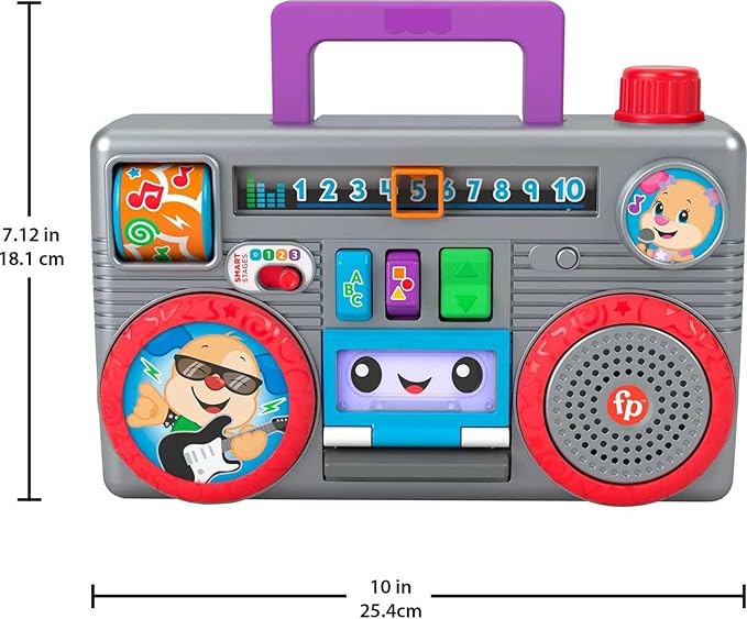 Fisher-Price Laugh & Learn Busy Boombox, Retro-Inspired Musical Infant Activity Toy with Learning Content for Baby and Toddlers (Amazon Exclusive)