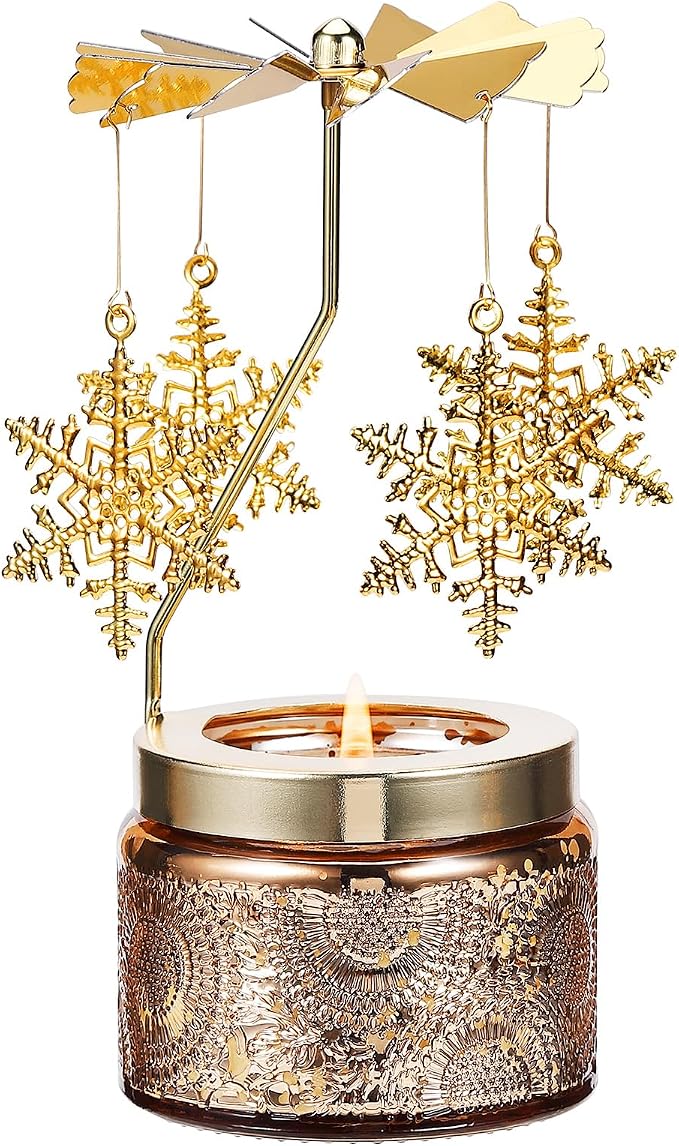 Snowflake Rotating Scented Candle, Gifts for Women Mom Daughter Sister Wife | Birthday Gifts for Women Friendship, Unique Candle Gift for Christmas Anniversary Mothers Day