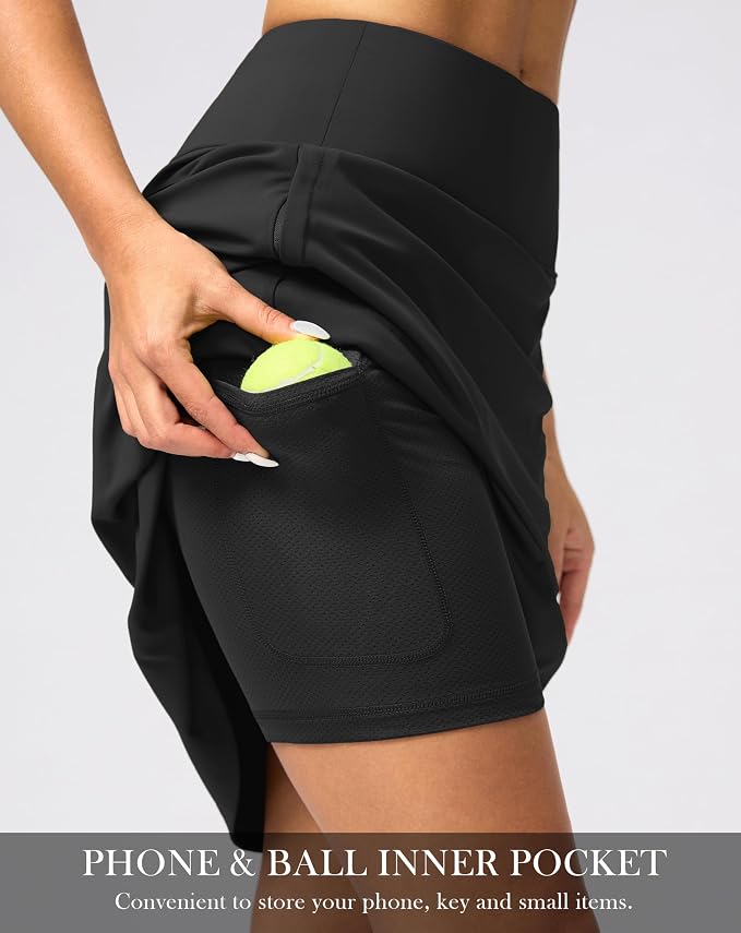G Gradual 20" Skorts with Pockets Knee Length Golf Skirt | Built in Soft Shorts, High Waisted, Tummy Control, Breathable, Long Skorts for Athletic, Tennis, Dressy, Casual, Summer