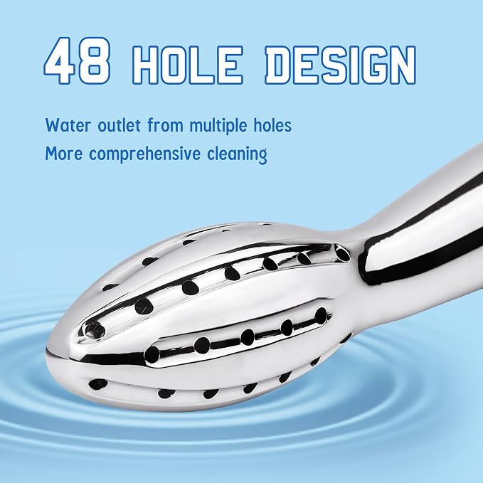 Shower Douche Shower Enema Shower Cleaner Enema Douche System, Handheld Water Shower Nozzle Anal Rinse Vaginal Cleaning Kit for Men Women, Silver (Aluminum)