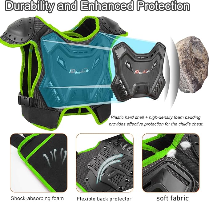 Kids Dirt Bike Gear, Youth Motocross Armor Protective Vest Suit，Children Chest Back Knee Elbow Protection for Cycling ATV