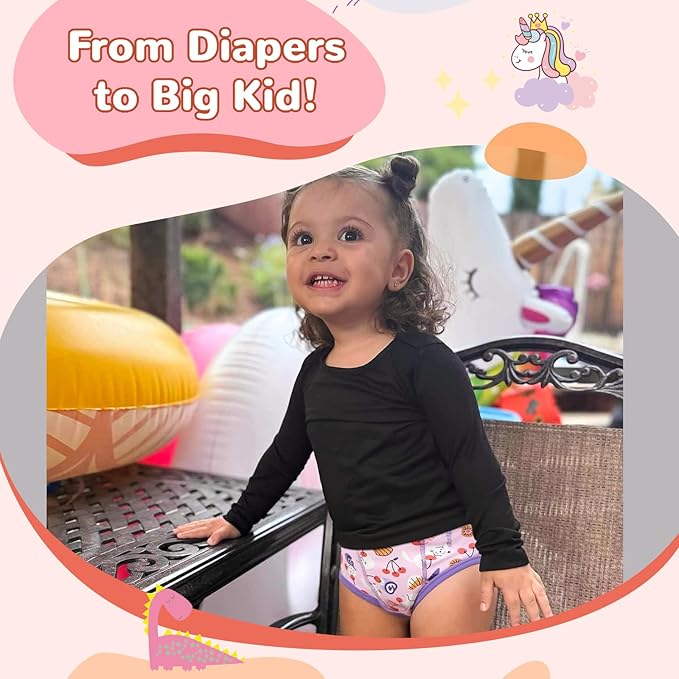 MooMoo Baby 8 Packs Potty Training Pants Cotton Absorbent Training Underwear for Toddler Boy and Girls 2T-9T