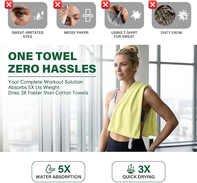 KODAMO Yoga Towel 6 Pack Quick Dry 40x80cm Microfiber Gym Towels Set | Sweat Towels Set, Quick Dry & Absorbent, Ideal for Gym, Yoga, Running and HIIT Workouts