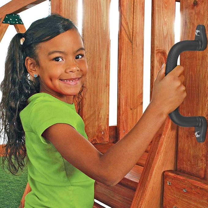 Dolibest 2-Pack Safety Handles for Swing Sets & Playsets - Monkey Bars with Anti-Skid Grip with Finger Indentations, Plastic Grab Handles, Easy Mounting for Climbing Frames, Playhouses, Treehouses