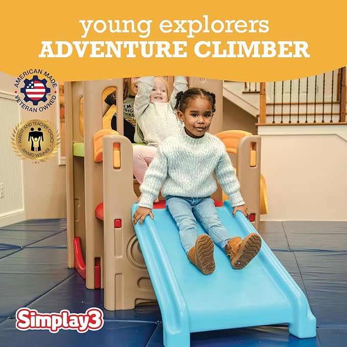 Simplay3 Young Explorers Adventure Climber and Slide - Indoor Outdoor Backyard Playset for Toddlers and Kids