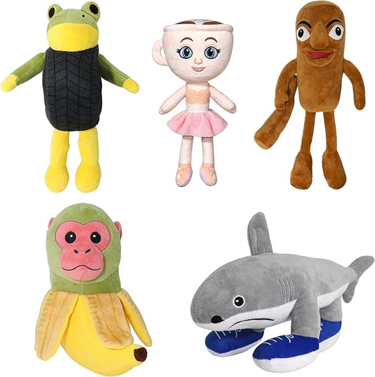 5 Pcs Italian Brainrot Plush Toy Tralalero Tralala Plush Set Soft Stuffed Meme Dolls for Collectors, Aesthetic Décor & Funny Gift Ideas