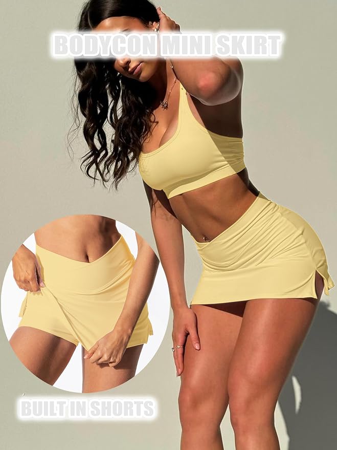 OZICERD High Waisted Golf Skort Tennis Skirt for Women Bodycon Mini Skirt Short Pickleball Athletic Skirt with Shorts