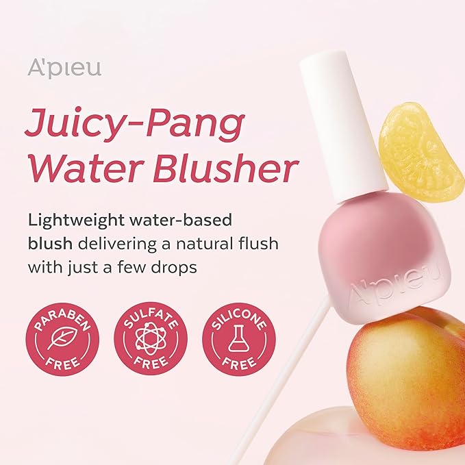 A'PIEU Juicy-Pang Water Blusher [CR01] – Fruity Liquid Blush for Cheeks, Buildable & Blendable Color, Hydrating Dewy Finish with Fruit Extract Blend & Rose Flower Water, 0.31 fl oz