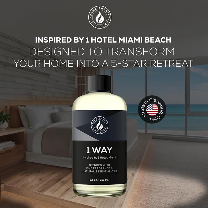 Aroma Country 1 Way Diffuser Oil - Luxury Hotel Santal Fragrance Oil for Diffuser Refill, Sandalwood Home Aroma Diffusers & Room Spray - My Way Premium Aromatherapy Oils & Home Scent (8.5 Fl Oz)
