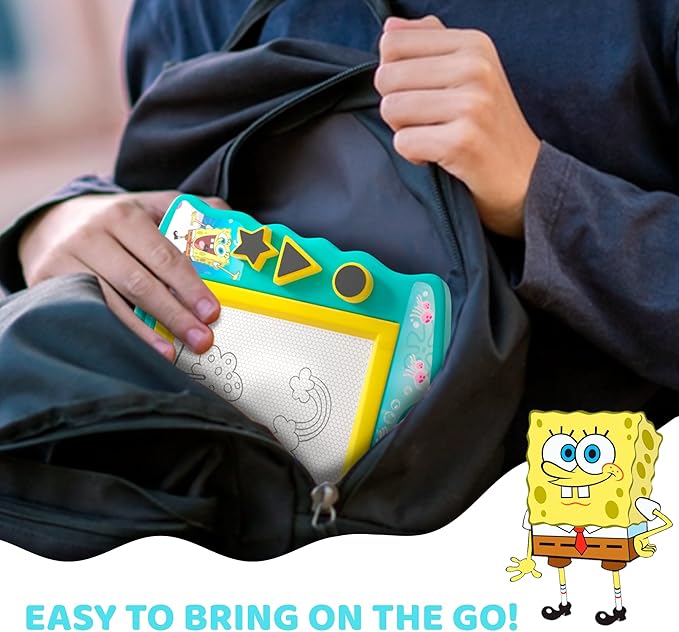 SpongeBob Squarepants Magnetic Drawing Board with Stylus and 3 Stamps, for Boys or Girls