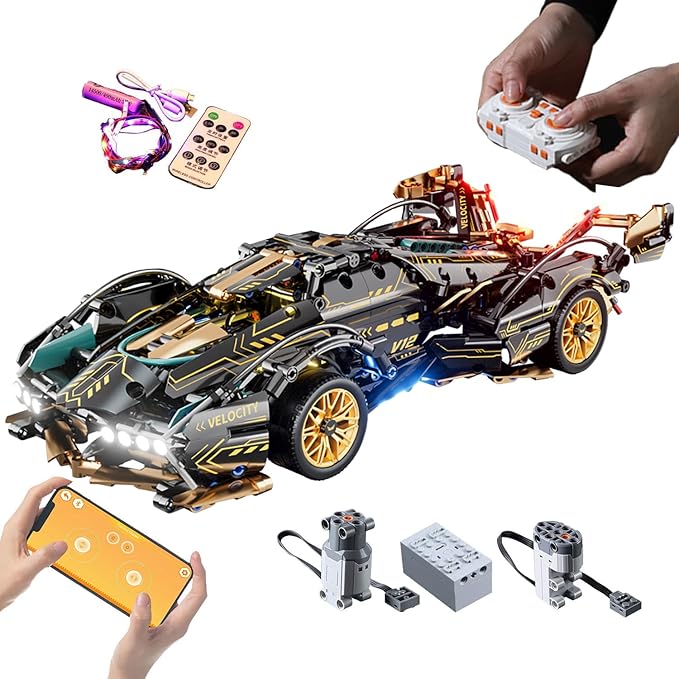 Chodia Sport Racing Car Building Block Sets for Adults, Remote Control 1:14 Race Supercar Toys Kits with LED RC Collectible MOC Model Birthday for Boys Teens Men Age 8-12 12-16,14+