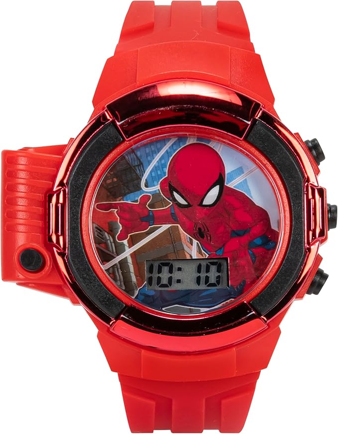 Marvel Spider-Man Flashlight Watch for Kids – Light-Up Fun with LCD Display, LED Flashlight, and Durable Silicone Band