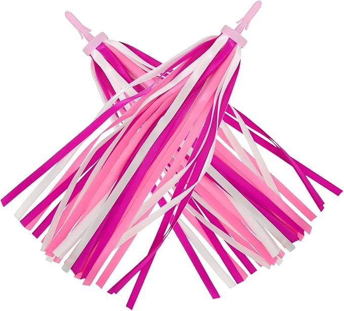 PLATT Kid's Bicycle Handlebar Streamers Colorful Ribbons Tassel for Girls Boys Bicycle Handlebar Scooter Handgrip (1Pair) (pink)