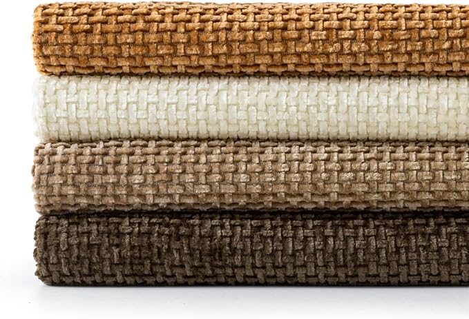MIULEE Decorative Chenille Fall Euro Pillow Covers Brown 22x22 Pack of 4 | Rustic Home Decor, Layered Brown Collection, Couch Throw Pillows, Farmhouse Boho Cushion Covers for Sofa Bed Living Room