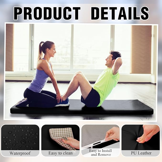 Lyrow 3 Inch Thick Yoga Mat, 72 x 24 Inch Cushioned Foam Floor Mat with Carry Strap, Non Slip PU Leather Workout Pad for Pilates, Stretching, Restorative Yoga and Home Gym