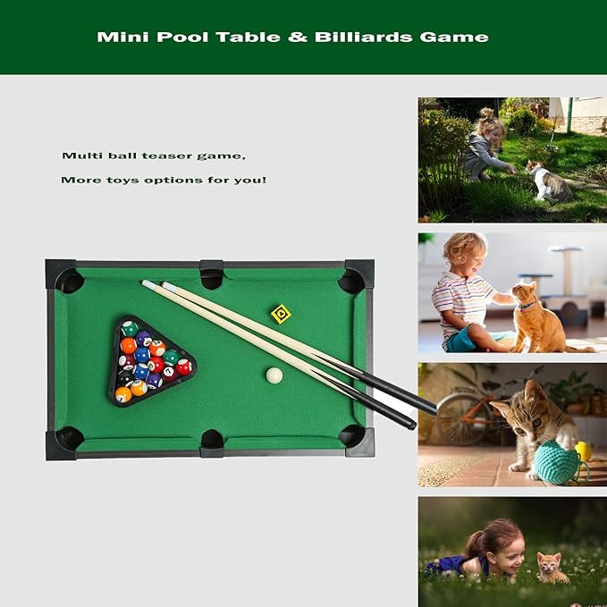 Mini Pool Table for Kids Small Billiards Game Table Top Pool Table Toy for Cat Gift for Kids Cat Pool Table Toy