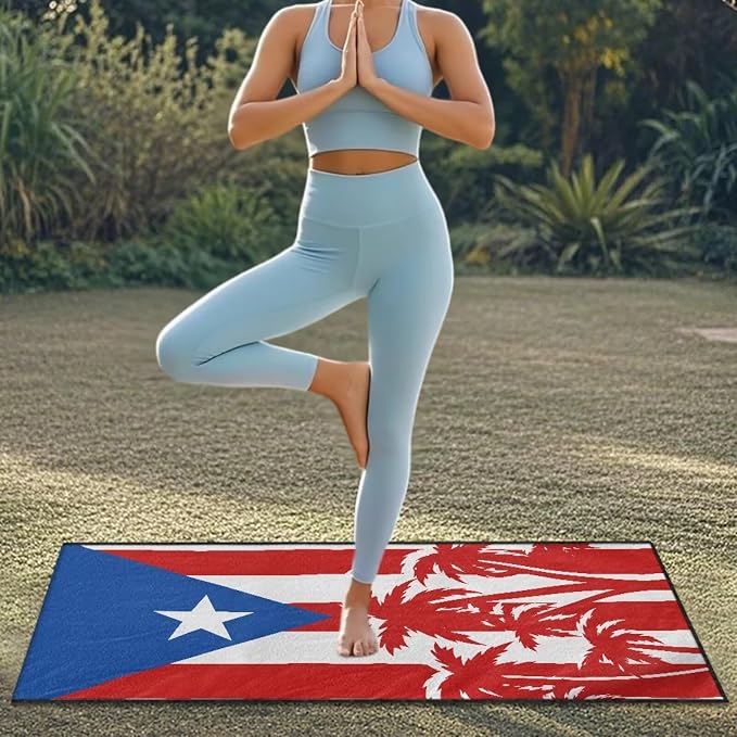 INSTANTARTS Coconut Tree Puerto Rico Flag Car Seat Cover Protector Sweat Towel Multi-Functional Car Towel