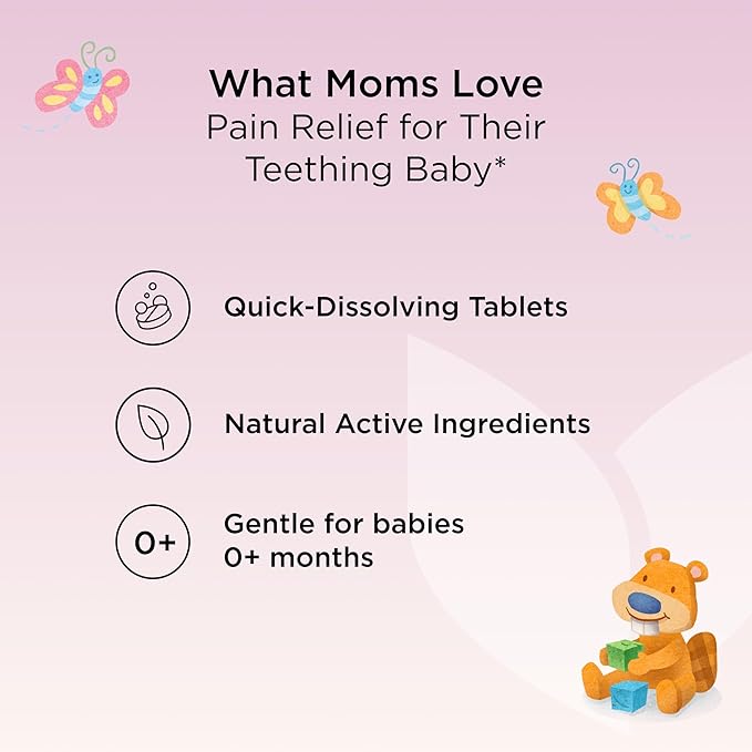 Hyland's Baby Daytime Oral Pain Relief Tablets - 125-Count, Up to 62 Doses - Baby and Toddler Soothing Tablets with Chamomile for Discomfort, Irritability & Swelling