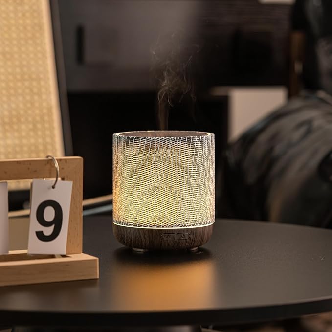Essential Oil Diffuser with Fabric Cover and Night Lamp | 200ml, Quiet, Ultrasonic Scent Diffusing & Humidifying, Auto Shut-Off, Ambient Lighting, Candle Light Mode