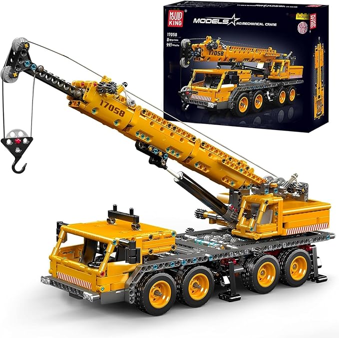 Mould King 17058 Crane Building Blocks Kit, 997 Pieces Crane Truck Model to Build, DIY Constration Toy Collectibles/Exhibition for Adult/Kids