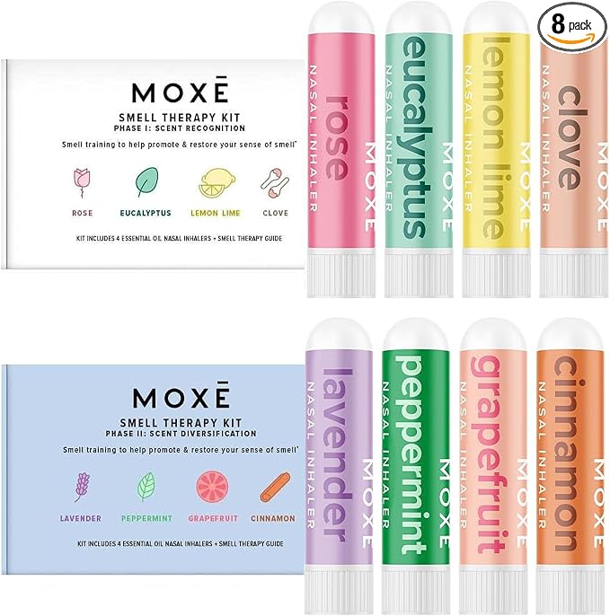 MOXĒ Smell Training Kit, Made in USA, 8 Essential Oils, Olfactory Regeneration, Helps Restore Sense of Smell, Natural Therapy for Smell Loss (Phase 1 & Phase 2 Bundle)