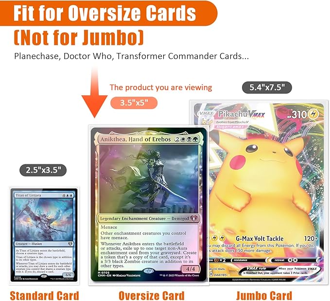 Oversize Card Sleeves 3.6 inch x 5.1 inch (91 mm x 130 mm), Fit for MTG Plane Chase Cards, Dr. Who Commander Deck, Large Card Sleeves