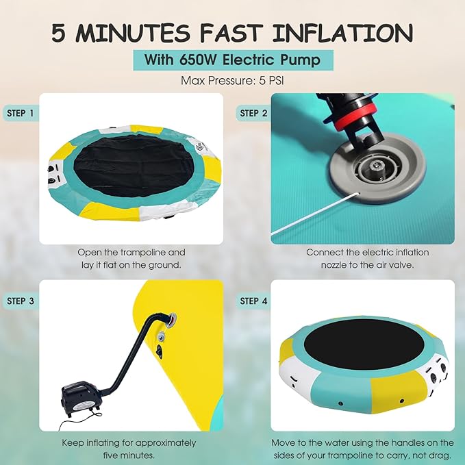 COOLWAVE Water Trampoline for Lake, Floating Trampoline for Lake Pool Ocean with Pump