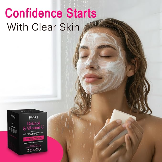 Collagen & Retinol Face Wash (2-Pack) - Outlasts 4x 16oz Bottles -Natural Concentrated Korean Formula Anti-Aging Facial Cleanser Serum Complex - Hyaluronic Acid, Peptides & Vitamin C - TSA Travel Size