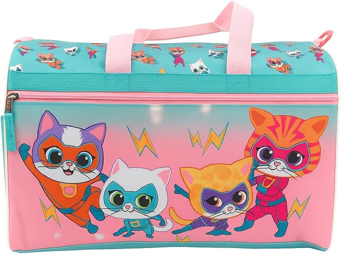 Disney Super Kitties Kids Duffle Bag 16.5" – Travel & Sports Bag with Zipper Pocket, Mesh Sides & Shoulder Strap