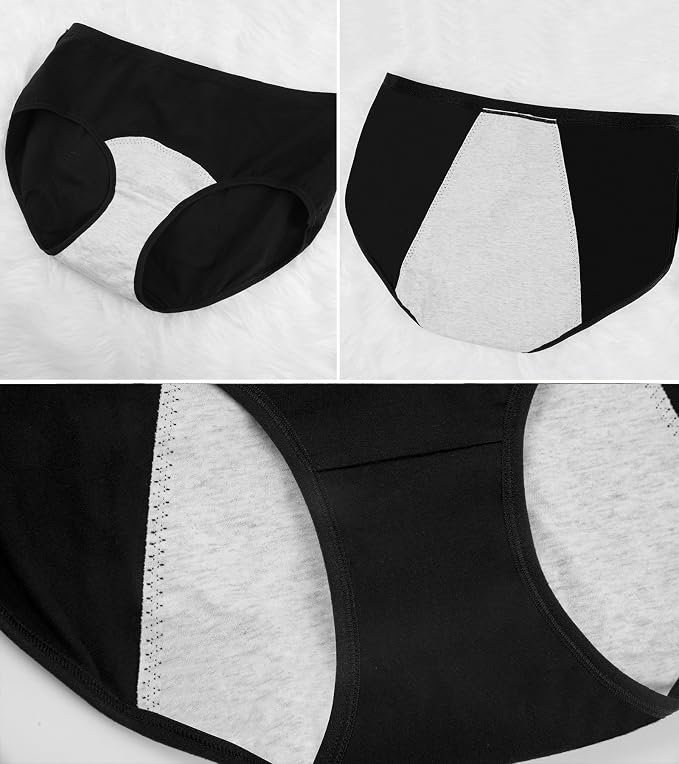 JojoQueen Period Underwear for Women Menstrual Panties Cotton Postpartum Easy Clean Teens Brief