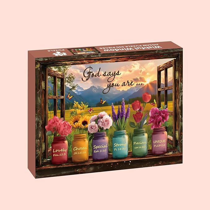 Puzzles for Adults 500 Pieces, Christian Bible Jigsaw Puzzles - Wishful Window, Impossible Christian Bible Puzzle for Seniors Families, 20.47x14.96 Inches, 1:1 Poster, Letter On The Back