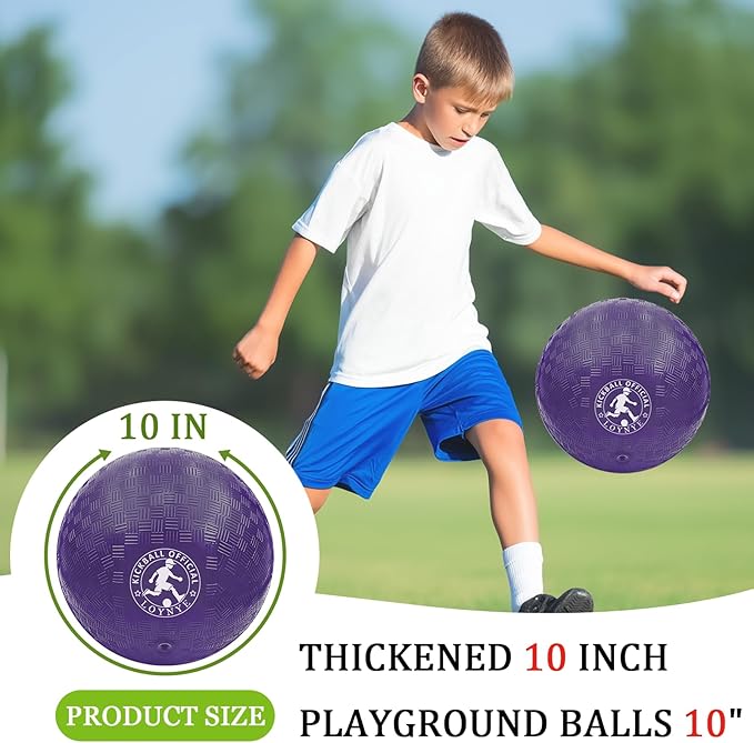 10 Inch Dodgeball Balls Playground Ball Kickball, Dodge Balls for Kids, Kickballs Handball for Indoor Outdoor Games Four Square Balls, Includes Pump