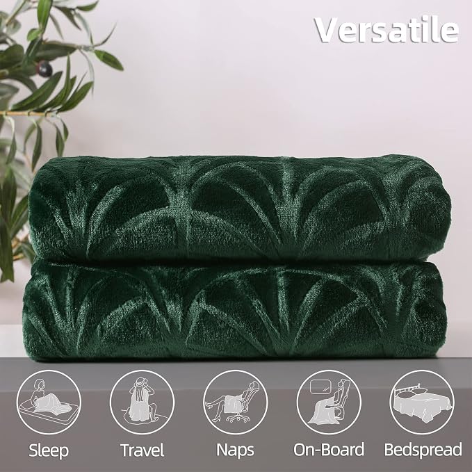 Whale Flotilla Soft Flannel Fleece Twin XL Size Bed Blanket, Emerald Green | 90"x66" Cozy Lightweight Breathable Coverlet, Plush Fluffy Bedspread, Vintage Pattern Decorative Blanket for Dorm, All Season