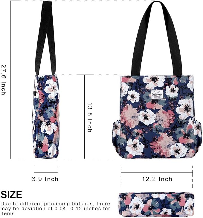 KAMO Floral Tote Bag - Waterproof Lightweight Handbags Travel Shoulder Bag for Hiking Yoga Gym Swimming Travel Beach