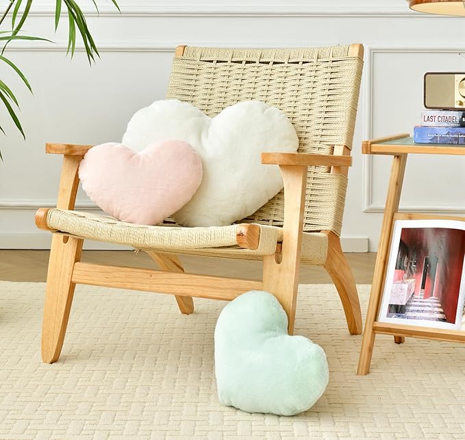 Petrella Heart Pillow Cute Fuzzy Pillows Throw Pillows for Bed Livingroom Home Decor Cushion Decorative Aesthetic Preppy Pillows Pink2,Large 19"x15"