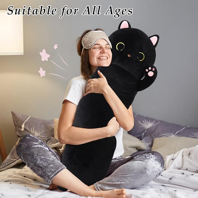 MorisMos 43” Long Cat Body Pillow, Large Cartoon Cat Stuffed Animal Plush Toy Big Throw Pillow Soft Hugging for Kids Adults Girlfriend, for Special Day