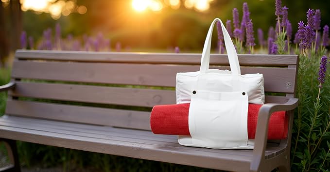 INDIAN CRAFT CASTLE Tote Bag with Yoga Mat Carrier Pocket Carryall Shoulder Bag for Office, Workout, Pilates, Travel, Beach and Gym