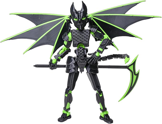 (Assembly Completed Dummy 20 Action Figure, 8.1 inches, Strong Magnetic Accessories, 10 in 1, 3D Printed Robot Multi-Jointed Movable，Oni Warrior Series (Inferna Green)