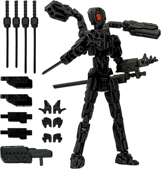 Assembly Completed T13 Action Figure, T13 Robo 13 Action Figures,Gift for Collectors Desktop Decoration Best Birthday Festival Gift (Black)
