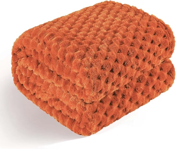 Bnuitland Orange Flannel Throw Twin Size Blanket (60X80 inches), 300 GSM Fleece Cozy Warm Soft Home Decor Lightweight Bed Blanket for Adults, Suitable for All Seasons.